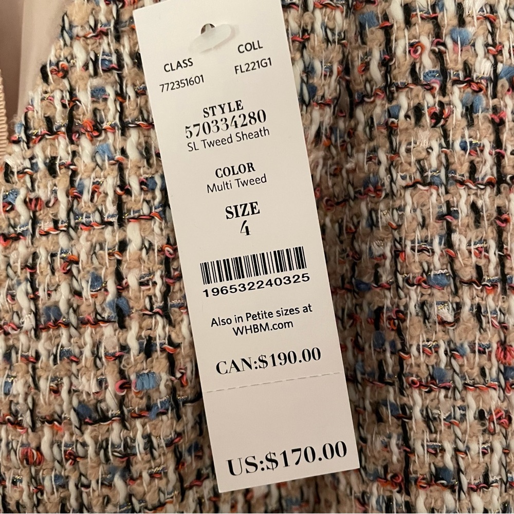 Pink/Nude/Multi Tweed Shift Dress from White House Black Market - Picture 5 of 7